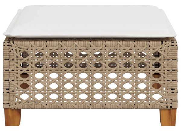Szürke polyrattan kerti ülőke párnával 63,5 x 56 x 32 cm