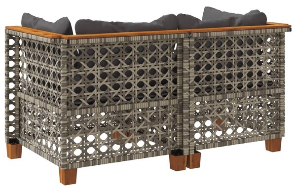 2 db szürke polyrattan kerti sarokkanapé párnával