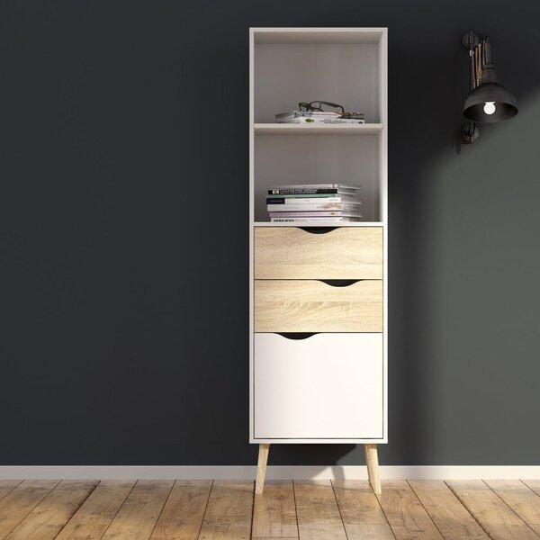 Oslo fehér könyvespolc, 50 x 171 cm - Tvilum