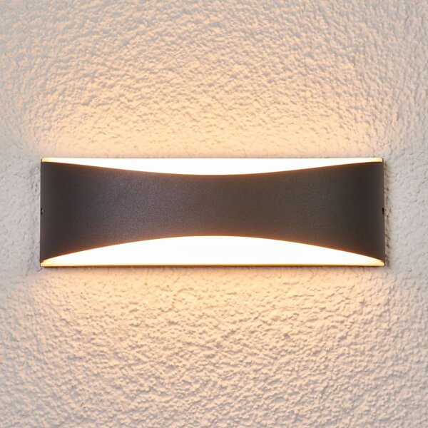 Lucande LED-es kültéri fali lámpa Akira, antracit, fém, 23cm, Fekete, Alumínium, Modern