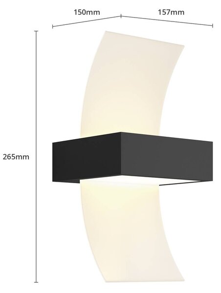 Lucande Ívelt LED kültéri fali lámpa Skadi, Alu / szürke / cink, fém, Modern