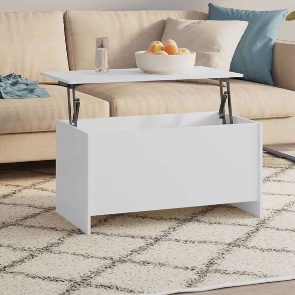 Modern Fehér Emeletes Dohányzóasztal - Tárolóval - 102x55.5x52.5 cm