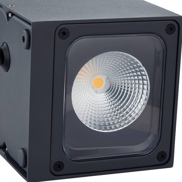 Lucande LED kültéri fali lámpa Merjem, 12 cm, fel/le, IP54, Alu / szürke / cink, Alumínium, Modern