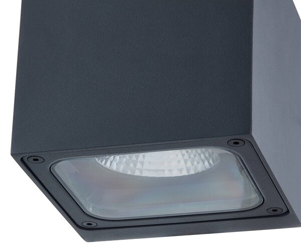 Lucande LED kültéri fali lámpa Merjem, 12 cm, fel/le, IP54, Alu / szürke / cink, Alumínium, Modern