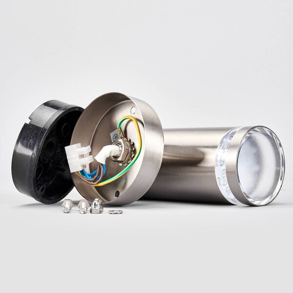 Lindby LED kültéri falilámpa Tiberius, rozsdamentes acél, fel/le, IP44, Alu / szürke / cink, Rozsdamentes acél, Modern