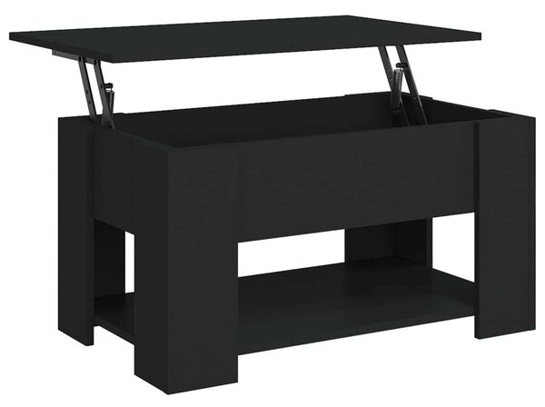 Modern Felemelhető Dohányzóasztal - Fekete - 79x49x41 cm