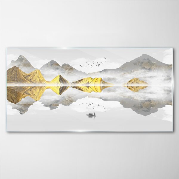 Üvegkép Absztrakciós tó hegyei