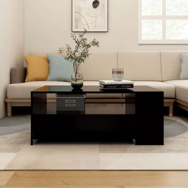 Modern Fekete Dohányzóasztal - Tárolóval - 102x55x42 cm