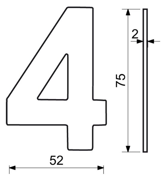 Házszám "4", RN.75L, fekete