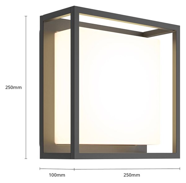 Lucande LED kültéri fali világítás Ilirian, antracit, alumínium, 25 cm, Fekete, Alumínium, Modern