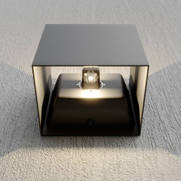 Lucande LED kültéri fali lámpa Evie, 14 cm, antracit, fel/le, fel/le, Alu / szürke / cink, Alumínium, Modern