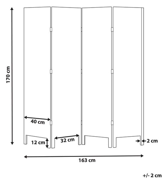 4 paneles térelválasztó AVENES Törtfehér 163 cm 170 cm