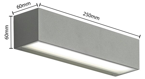 Arcchio LED kültéri falilámpa Lengo, 25 cm, 1 izzó, szürke, CCT, Alu / szürke / cink, Alumínium, Modern