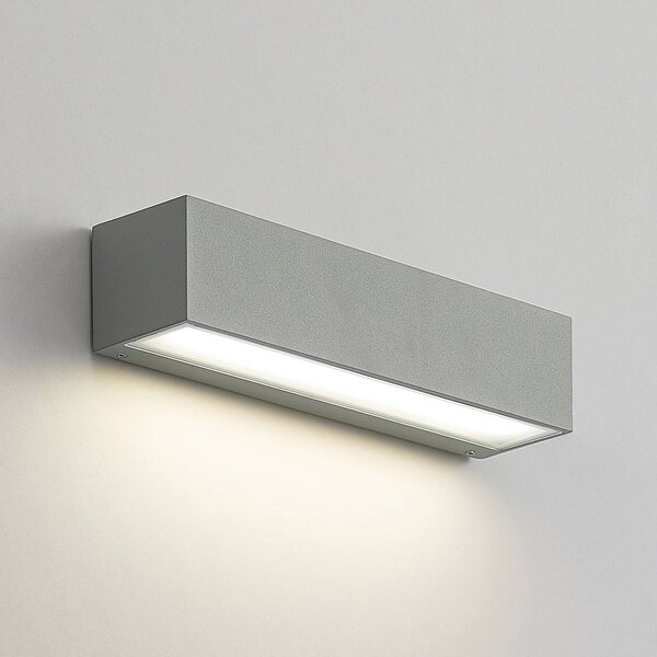 Arcchio LED kültéri falilámpa Lengo, 25 cm, 1 izzó, szürke, CCT, Alu / szürke / cink, Alumínium, Modern