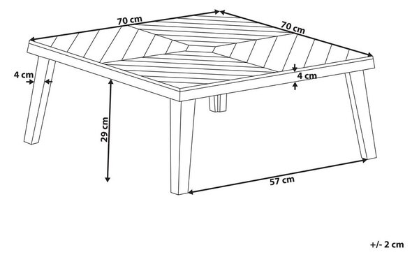 Kerti dohányzóasztal BARATTI 70 cm 70 cm Akácfa Barna