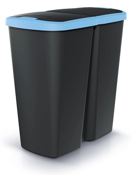 Hulladékgyűjtő DUO fekete, 45 l, kék / fekete