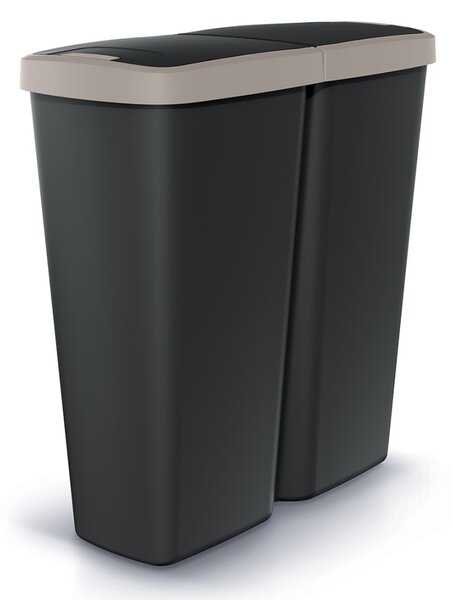 Hulladékgyűjtő DUO fekete, 50 l, barna / fekete