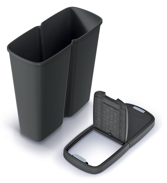 Hulladékgyűjtő DUO fekete, 50 l, fekete