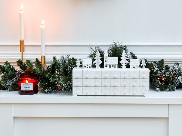 Karácsonyi dekoráció LED MUONIO 24 cm Adventi naptár Fehér