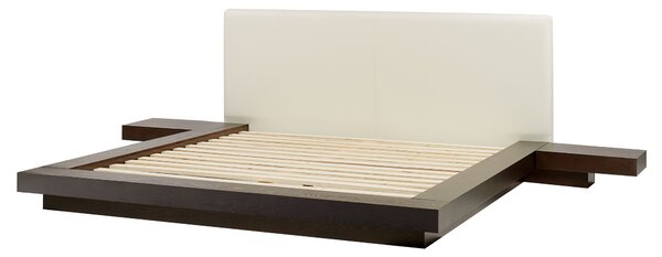 Ágy LED világítással Műbőr ZEN 160 x 200 cm Sötét kőris