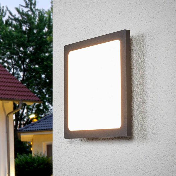 Lucande LED kültéri mennyezeti világítás Mabella, 23 cm, érzékelő, IP65, Fekete, Alumínium, Modern