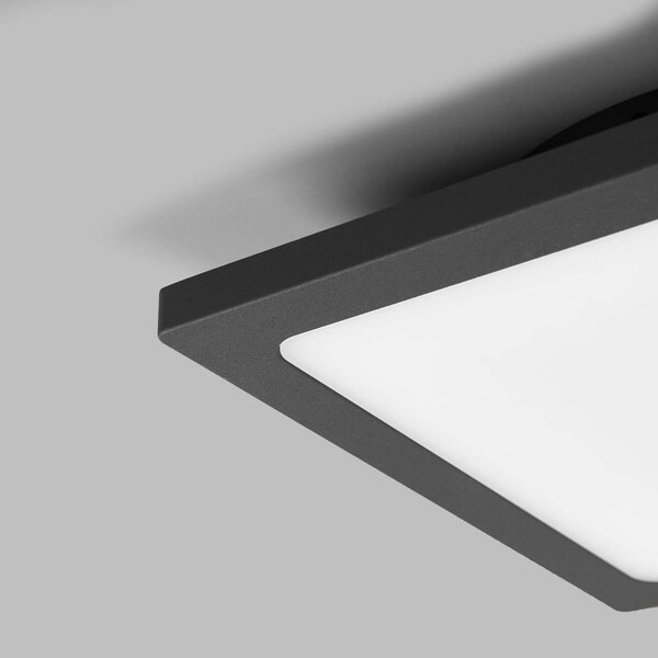 Lucande LED kültéri mennyezeti világítás Mabella, 23 cm, érzékelő, IP65, Fekete, Alumínium, Modern