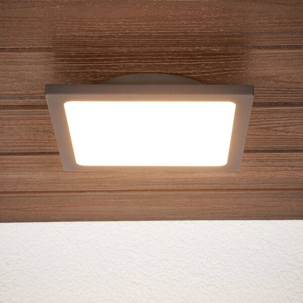 Lucande LED kültéri mennyezeti világítás Mabella, 23 cm, érzékelő, IP65, Fekete, Alumínium, Modern