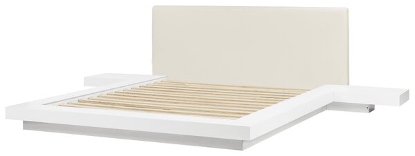 Ágy LED világítással Műbőr ZEN 160 x 200 cm Fehér