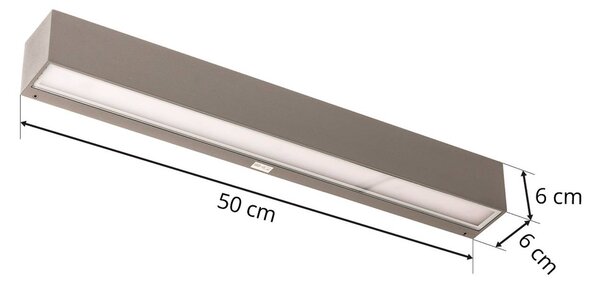Arcchio LED kültéri fali lámpa Lengo, 50 cm, 1 izzó, szürke, CCT, Alu / szürke / cink, Alumínium, Modern