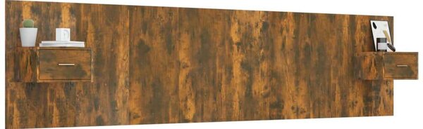 Modern Ágyfejtámla Szekrényekkel - Füstös Tölgy - 240cm