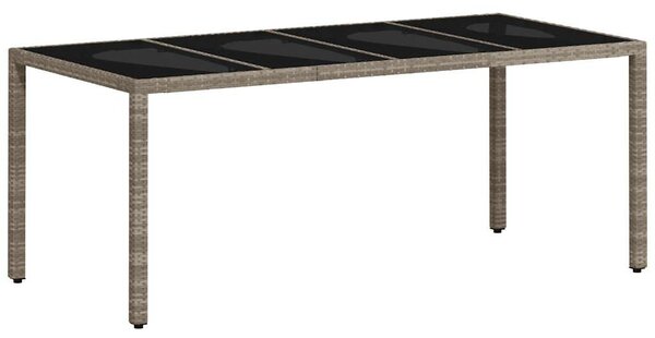 7 részes szürke polyrattan/üveg kerti étkezőgarnitúra párnákkal