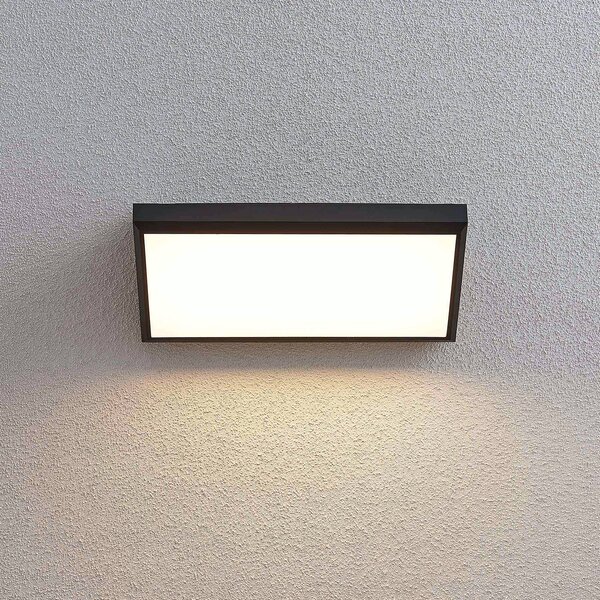 Lindby LED kültéri fali lámpa Abby, szürke, műanyag, IP65, Fekete, Műanyag, Modern