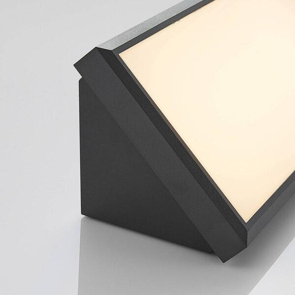 Lindby LED kültéri fali lámpa Abby, szürke, műanyag, IP65, Fekete, Műanyag, Modern