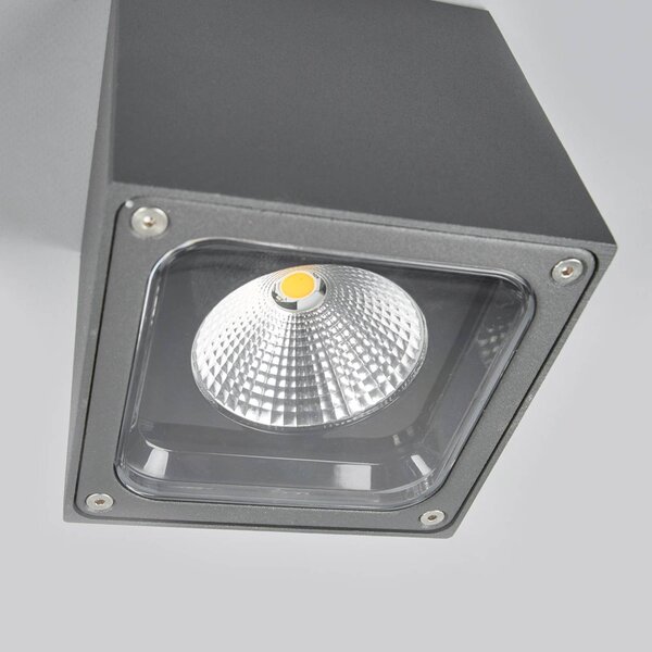 Lucande LED mennyezeti világítás Tanea, 12x12 cm, sötét szürke, IP54, Alu / szürke / cink, Alumínium, Modern