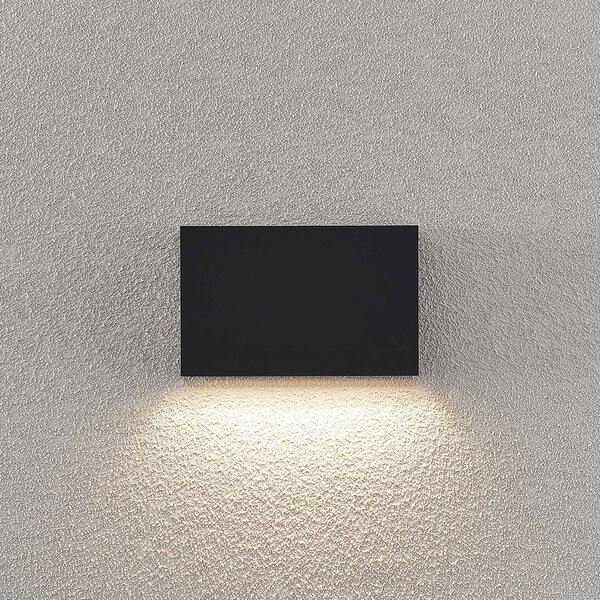 Lindby LED kültéri fali lámpa Jarte, 20 cm, lefelé, szürke, IP65, Fekete, Műanyag, Modern