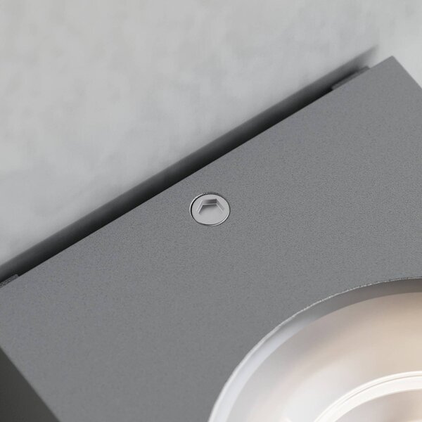 Lucande Tavi kültéri fali lámpa, 15 cm, ezüst, IP54, Alu / szürke / cink, Folyosó, Alumínium, Modern