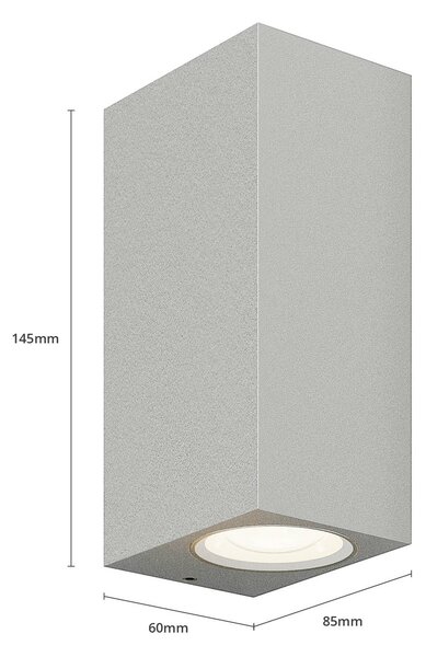 Lucande Tavi kültéri fali lámpa, 15 cm, ezüst, IP54, Alu / szürke / cink, Folyosó, Alumínium, Modern