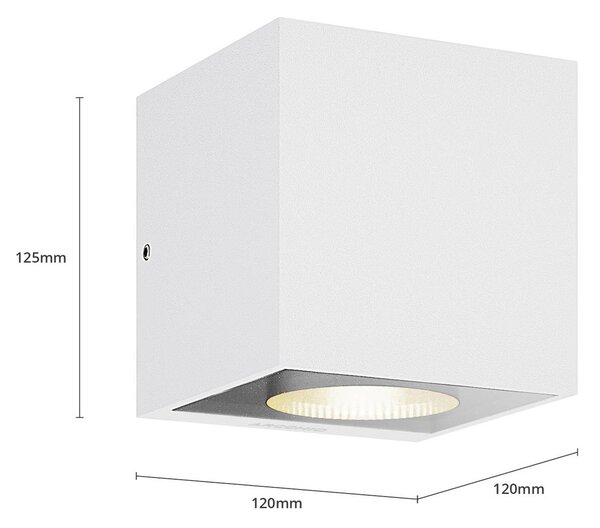 Arcchio LED kültéri falilámpa Tassnim, 1 izzó, fehér, IP65, dimmelhető, Fehér / opál, Alumínium, Modern