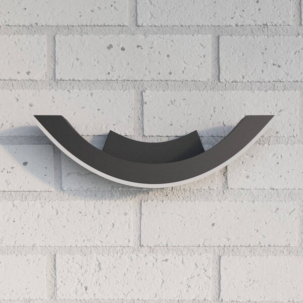 Lucande LED kültéri fali lámpa Fél, 30 cm, antracit, IP54, Fekete, Alumínium, Modern