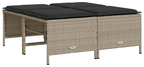 4 db világosszürke polyrattan kerti szék párnákkal