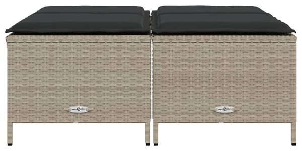 4 db világosszürke polyrattan kerti szék párnákkal