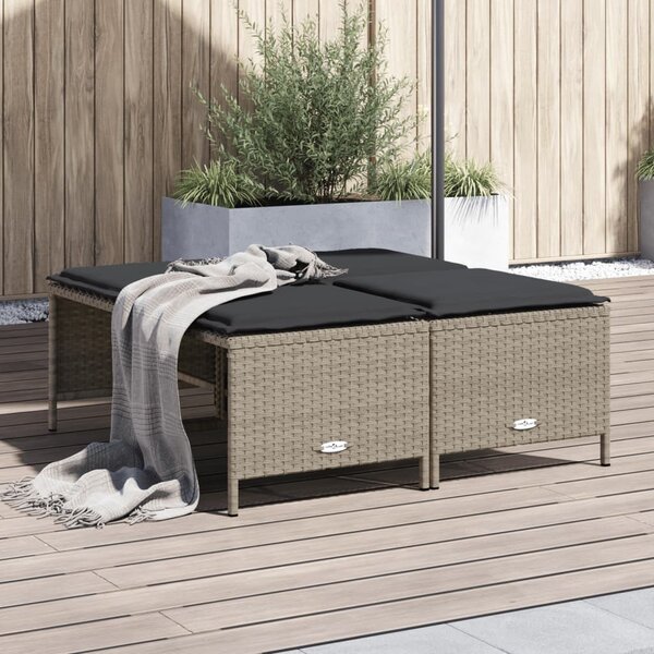 4 db világosszürke polyrattan kerti szék párnákkal