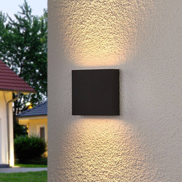 Lucande LED kültéri falilámpa Trixy, antracit, fém, IP54, Fekete, Alumínium, Modern