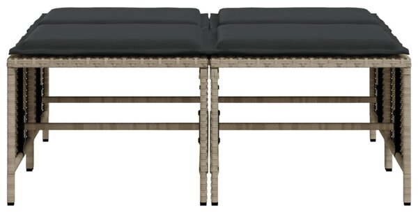 4 db világosszürke polyrattan kerti szék párnákkal