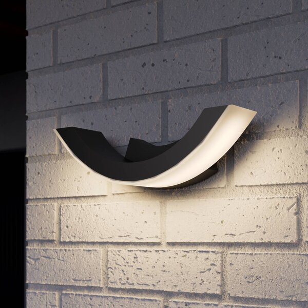 Lucande LED kültéri fali lámpa Fél, 30 cm, antracit, IP54, Fekete, Alumínium, Modern