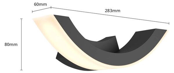 Lucande LED kültéri fali lámpa Fél, 30 cm, antracit, IP54, Fekete, Alumínium, Modern