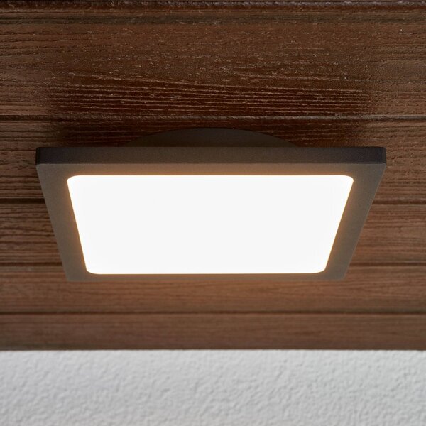 Lucande LED kültéri mennyezeti lámpa Mabella, 23 cm, antracit, Fekete, Alumínium, Modern