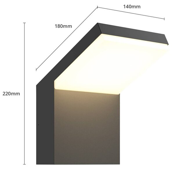 Arcchio LED kültéri fali lámpa Yolena, antracit, alumínium, 21cm, Fekete, Alumínium, Modern