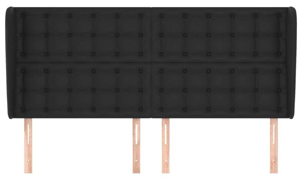 VIDAXL - Ágyfejtámla - Műbőr - Fekete - 163x23x118/128cm