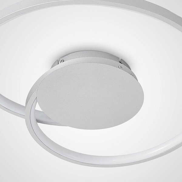 Lucande LED mennyezeti lámpa Enesa, Ø 46 cm, 2.700 K, fényerőszabályozható, dimmelhető, Alu / szürke / cink, Hálószoba, fém, Modern